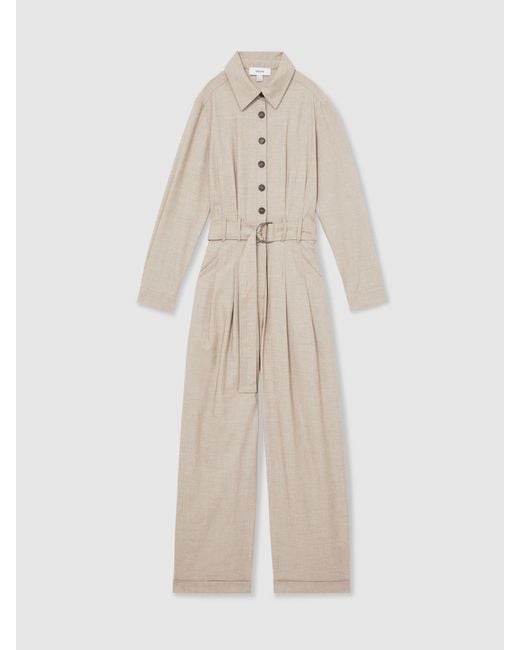 Reiss Natural Tailored Wide Leg Jumpsuit