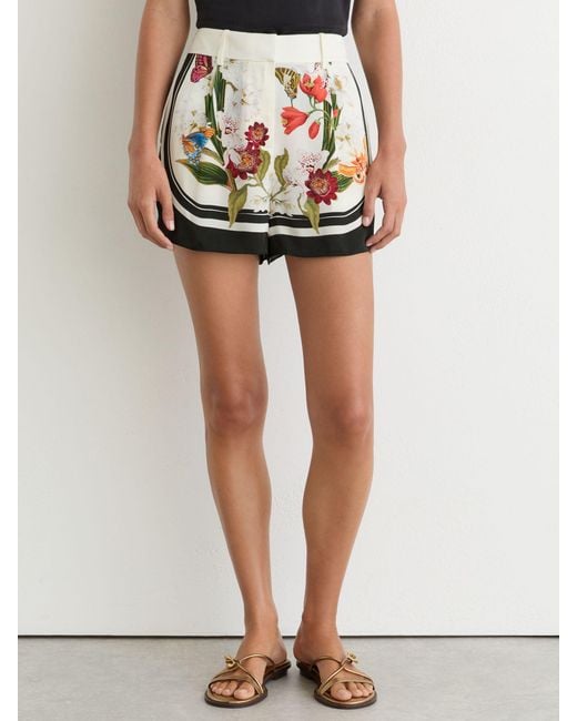 Reiss Multicolor Selina - Ivory/black | Nybg Scarf-print Shorts, Us 2