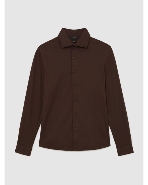 Reiss Duke - Brown Air-water Cotton Slim-fit Shirt, Xl for men