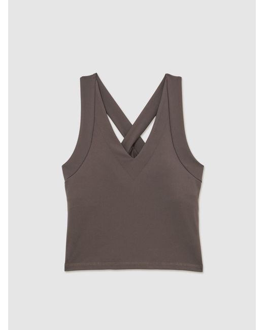 Reiss Gray V-Neck Cross-Back Sports Top