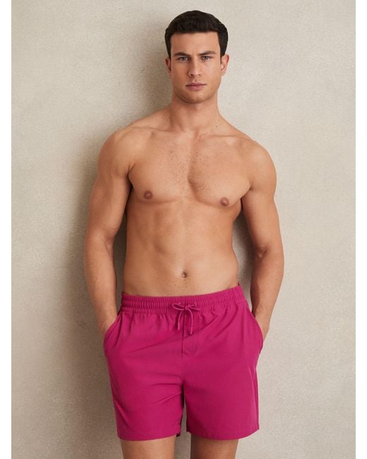 Reiss Purple Cliff - Dark Pink Drawstring Swim Shorts, Xl for men