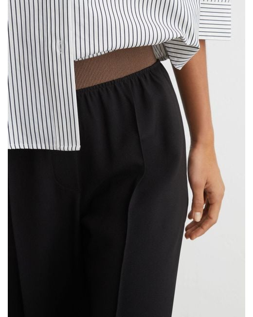 Reiss Natural Wilde - Black Wide-leg Elasticated-waist Trousers, Us 8 R