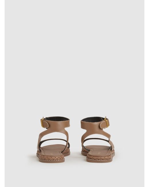 Reiss White Leather Plait Detail Sandals, - Resort & Holiday Wear