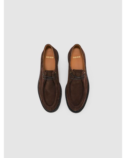 Reiss Brown Hatton Lace-Up Moccasin Shoes for men