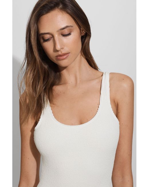GOOD AMERICAN Cloud White Always Fits Textured Swimsuit