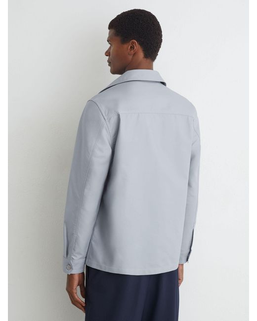 Reiss Blue Cotton-Twill Four-Pocket Overshirt for men