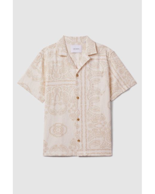 Les Deux Natural Les Ramie-cotton Cuban Collar Shirt for men