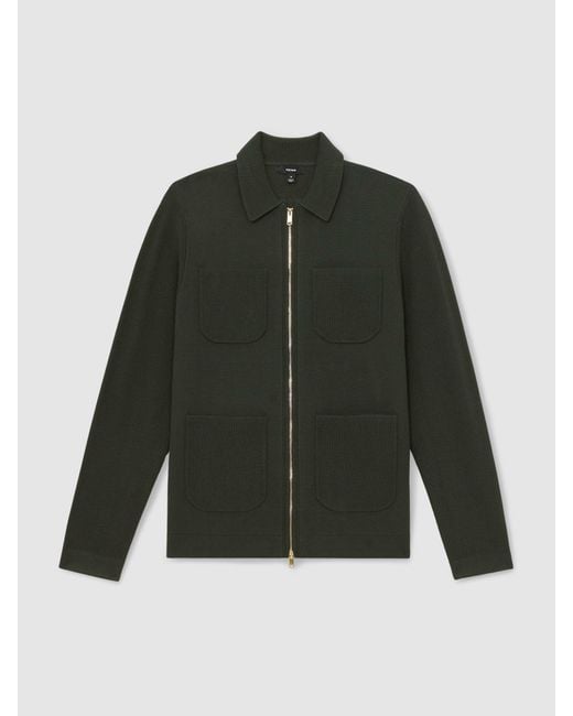 Reiss Multicolor Roberto - Forest Green Four-pocket Zip-through Cardigan, Xs for men