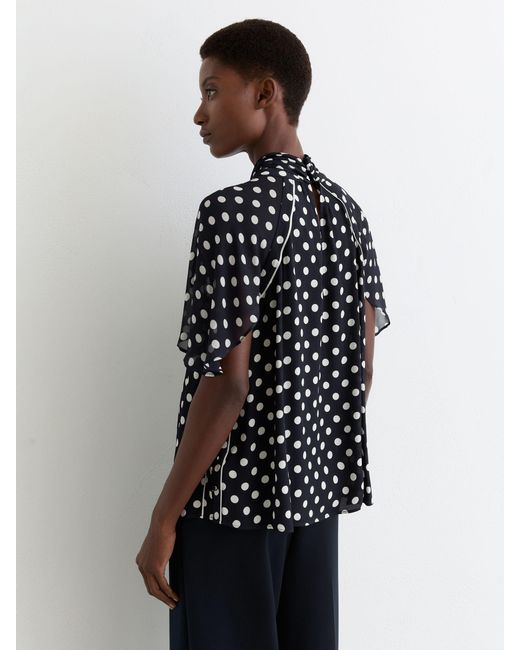 Reiss Multicolor Polka-Dot Tie-Neck Blouse