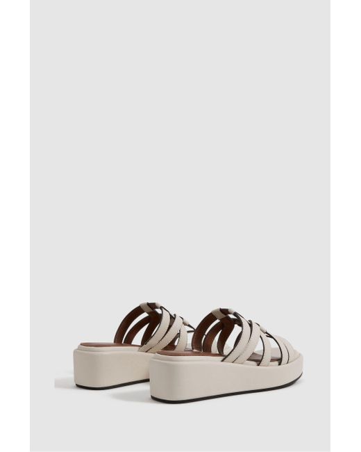 Reiss Naya - White Leather Strappy Platform Sandals