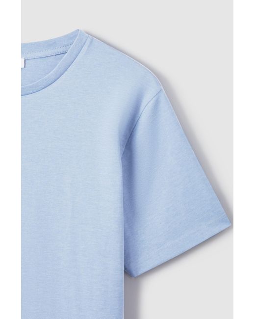 Reiss Marl - Delph Blue Melange Bless Cotton Crew Neck T-shirt for men