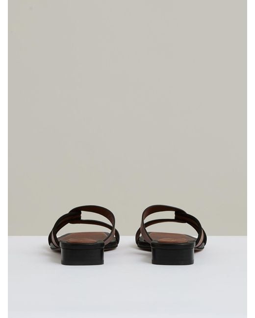 Reiss Gray Leather Link-Strap Slip-On Sandals