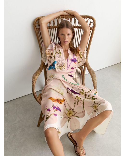 Reiss Natural X Nybg Printed Handkerchief-Hem Dress