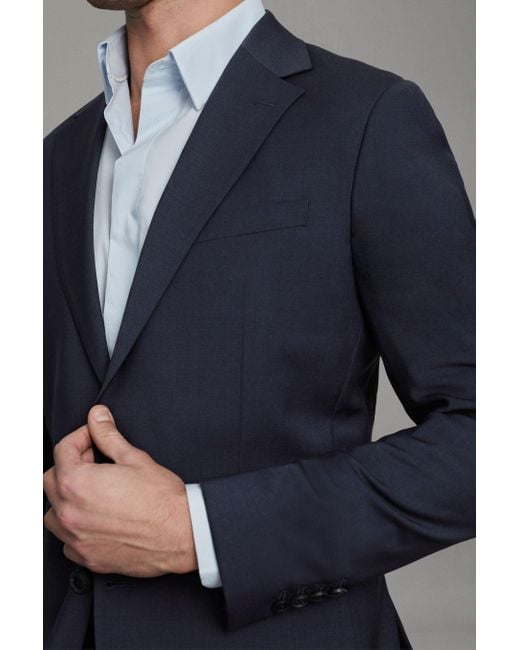Reiss Blue Hope - Navy Modern Fit Wool Blend Single Breasted Blazer for men