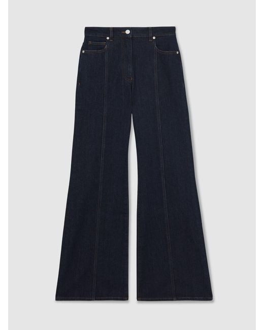 Reiss Blue Flared Seam-Detail Jeans