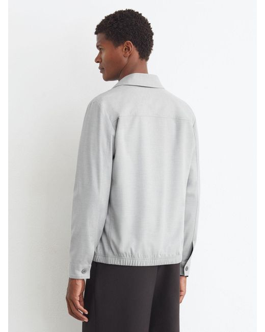 Reiss Gray Brushed Twin-Pocket Overshirt With Wool for men