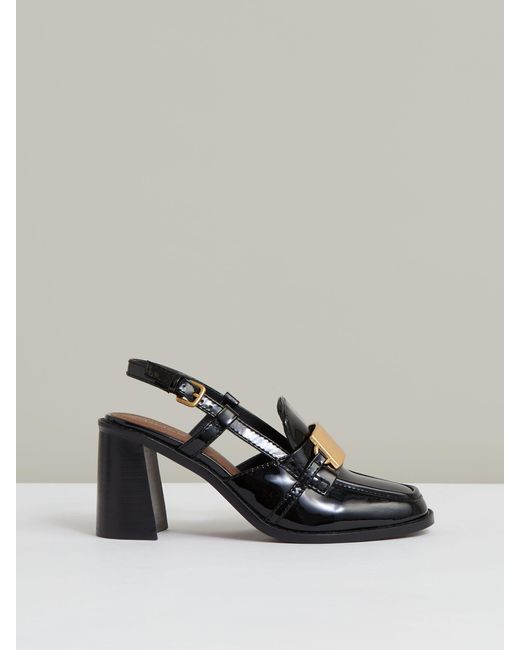 Reiss Metallic Patent Leather Slingback Heeled Loafers