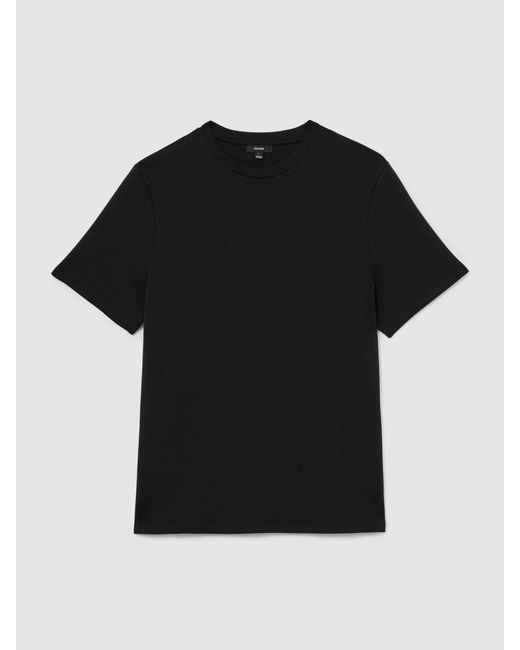 Reiss Black Sueded Interlock Jersey Modern-Fit T-Shirt for men