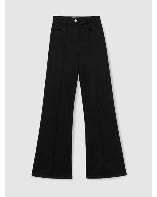 Reiss Claude - Black Pintuck-detail Flared Jeans, 34w X 31l (uk 34 R)