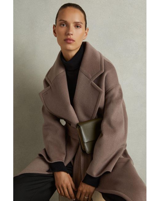 Reiss Brown Petite Wool-Blend Blindseam Coat