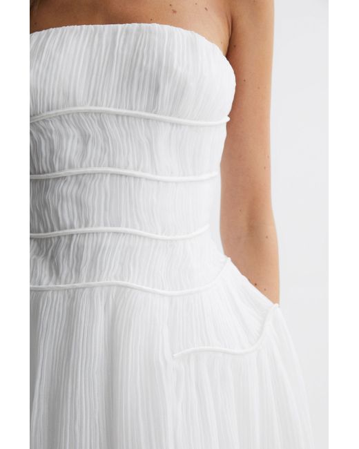 Rachel Gilbert White Pippa - Strapless Pleated Mini Dress, Ivory