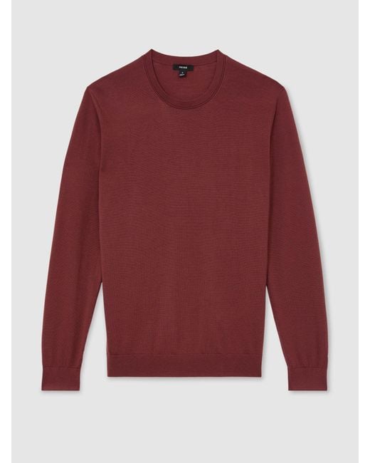 Reiss Red Merino Wool Crew-Neck Jumper for men