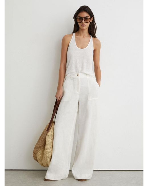 Reiss White Linen Racer-Back Vest