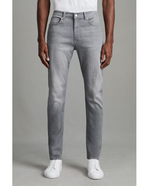 Reiss Black Harry - Grey Slim Fit Jersey Jeans for men