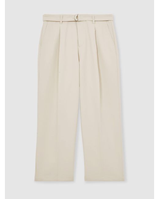 Reiss Natural Monogram Relaxed-Fit Belted Trousers for men