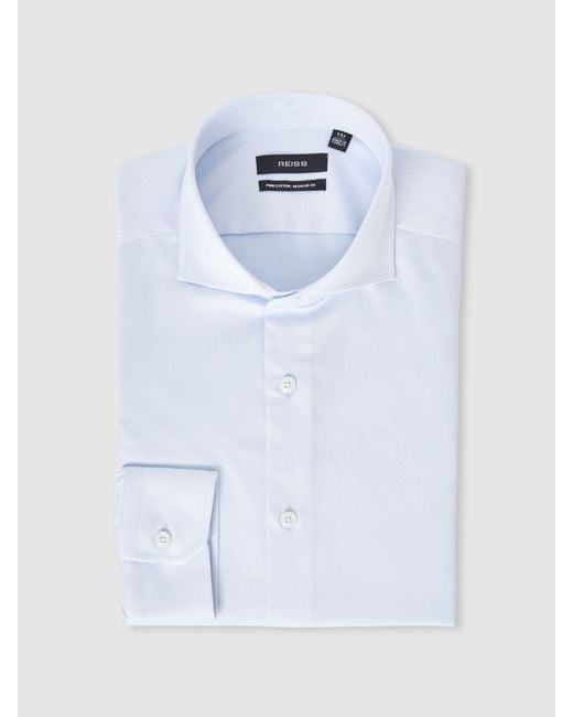 Reiss White Slim - Soft Blue Storm Slim Slim Fit Cotton-twill Two-fold Shirt Slim-fit, Us 14.5 R for men
