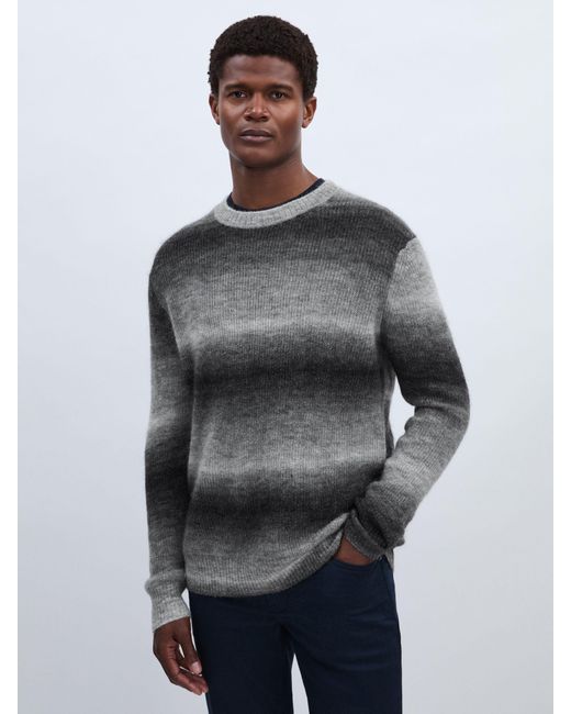PAIGE Gray Contrast Stripe Ombré-Striped Jumper With Mohair for men
