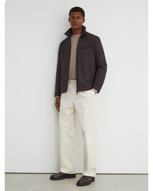 Reiss Gray Technical Padded Zip-Through Jacket for men