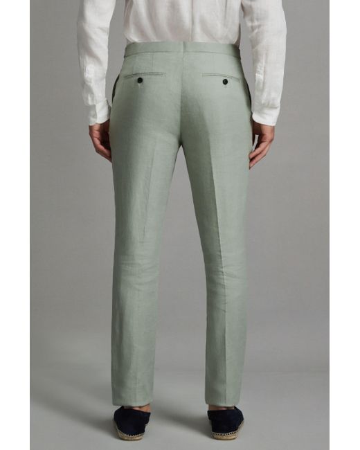 Reiss Gray Kin - Apple Slim Fit Linen Adjuster Trousers, 30 for men