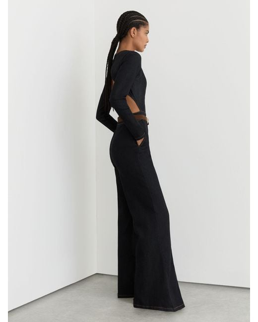 Reiss Multicolor Wide-Leg Open-Back Denim Jumpsuit