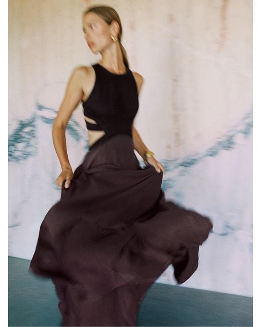 Reiss Purple Paloma Cut-Out Racerback Maxi Dress