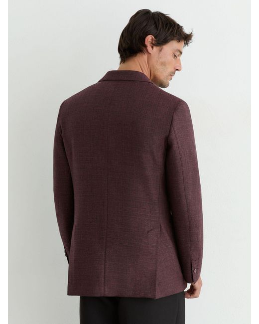 Reiss Brown Tailored Fit Wool Hopsack Single-Breasted Blazer for men