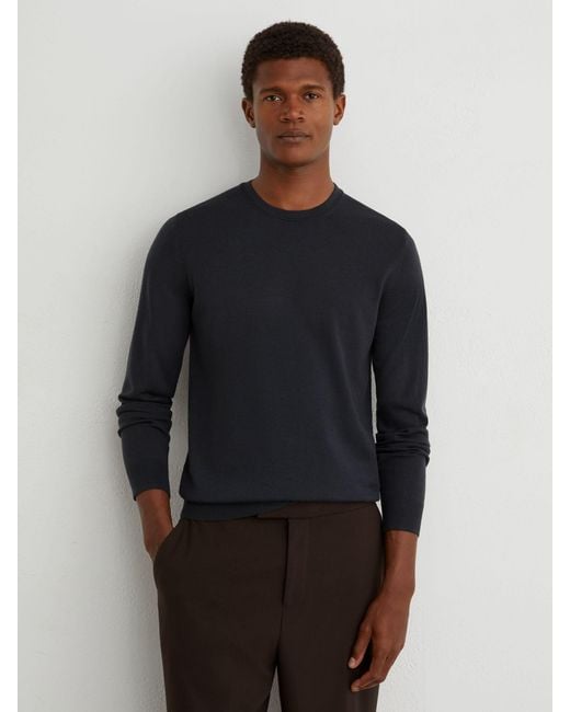Reiss Blue Wessex - Vulcan Grey Merino Wool Crew-neck Jumper, S for men