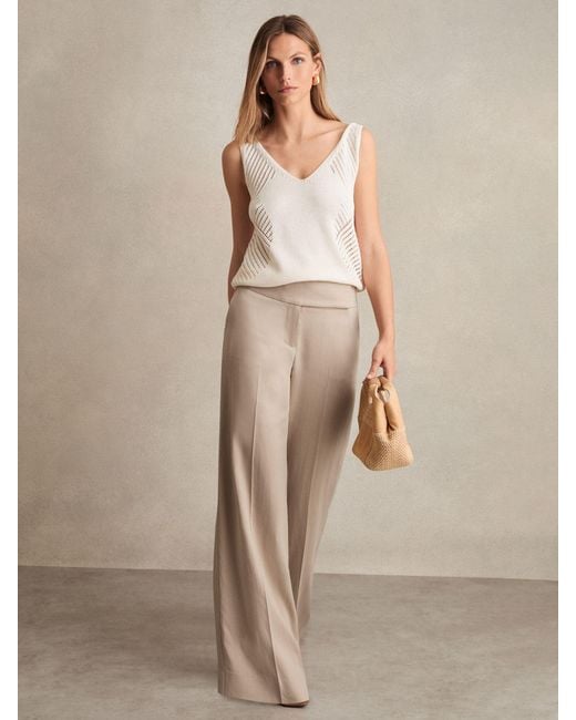 Reiss Natural Petite Lyocell-Linen Wide-Leg Trousers
