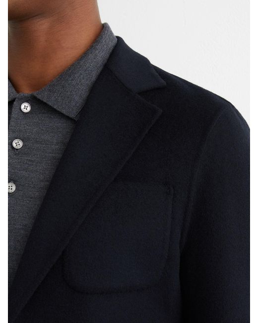 Reiss Blue Wool-Blend Single-Breasted Blazer Tailored-Fit for men