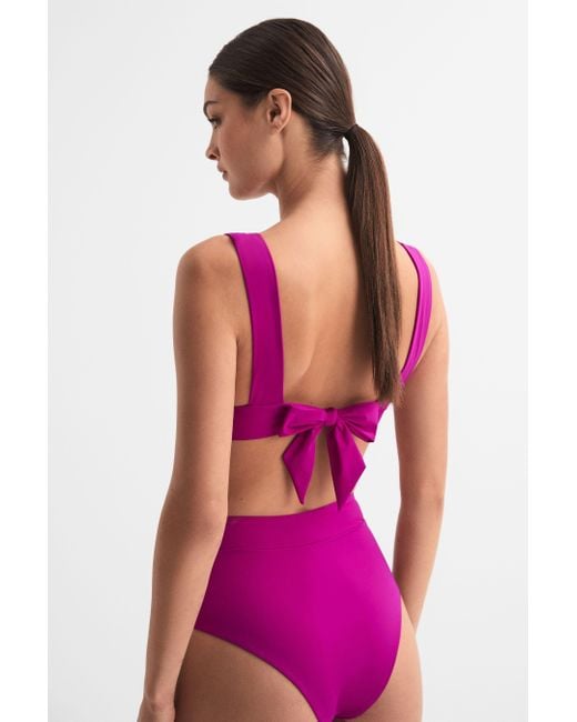 Reiss Purple Tara - Magenta Italian Fabric Bikini Top