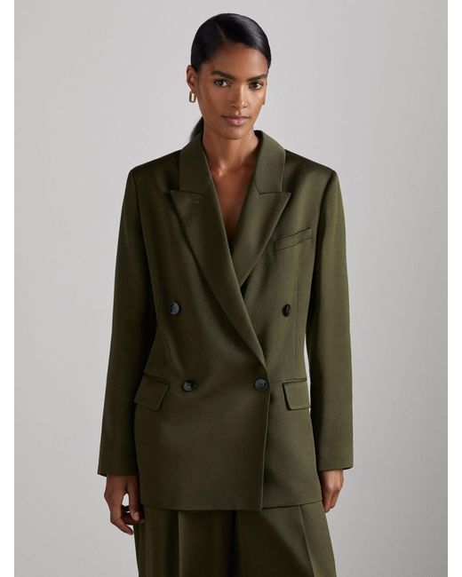 Reiss Green Atelier Double-Breasted Crepe Suit Jacket