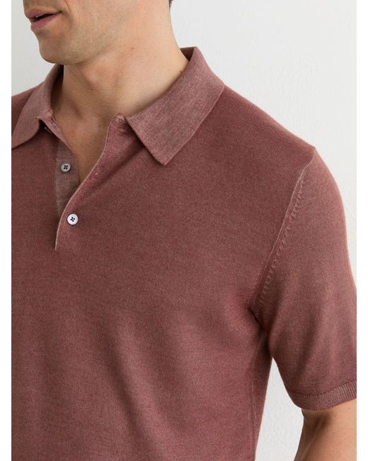 Reiss Brown Pigment-Dyed Merino Wool Polo Jumper for men