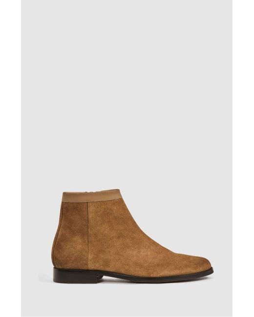 Reiss Brown Clay - Stone Suede Zip-through Boots for men