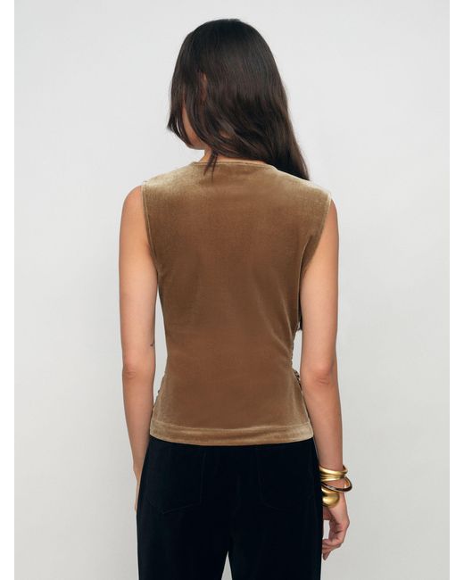 Reiss Blue Velvet Drape Sleeveless Top