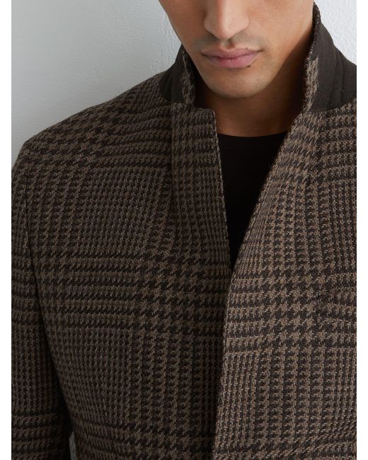 Reiss Brown Atelier Check Single-Breasted Blazer Wool Tailored-Fit for men