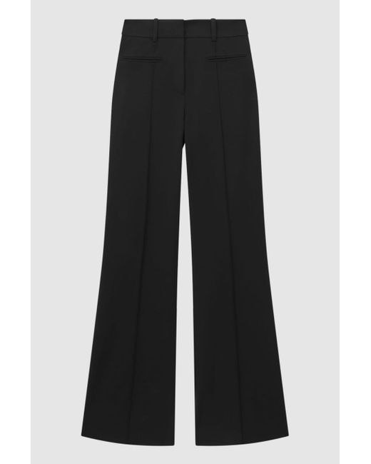Reiss Claude - Black High Rise Flared Trousers, Uk 14 R