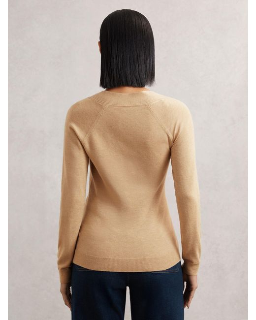 Reiss Blue Zoie - Camel Wool-blend Asymmetric Knit Top, S (us 4-6)