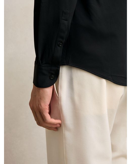 Reiss Charge - Black Stretch Jersey Cutaway-collar Shirt, Xl for men
