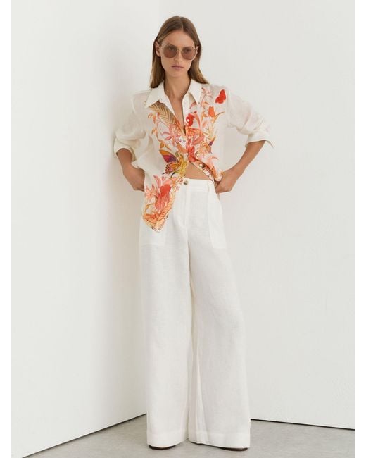 Reiss Black X Nybg Ramie Butterfly-Print Shirt