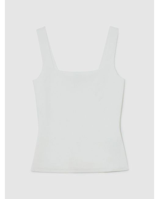 Reiss White Square-Neck Compact-Knit Vest